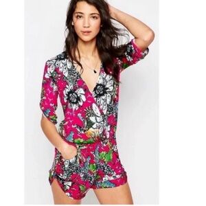 Anthropologie Traffic People Pink Floral Romper Size Large